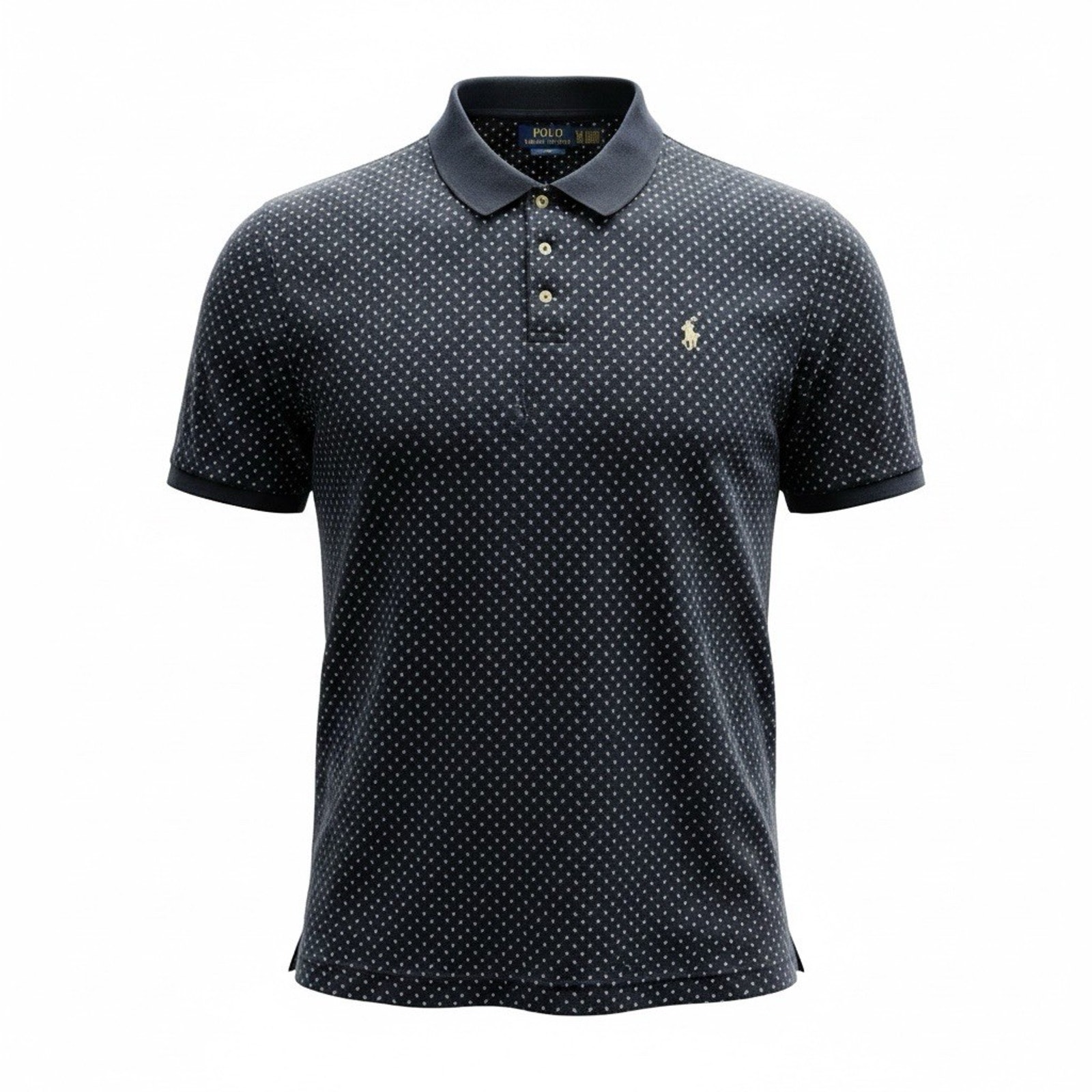 Polo Ralph Lauren Mens Classic Fit Navy Blue Dotted Paisley Print Polo Shirt Xxl